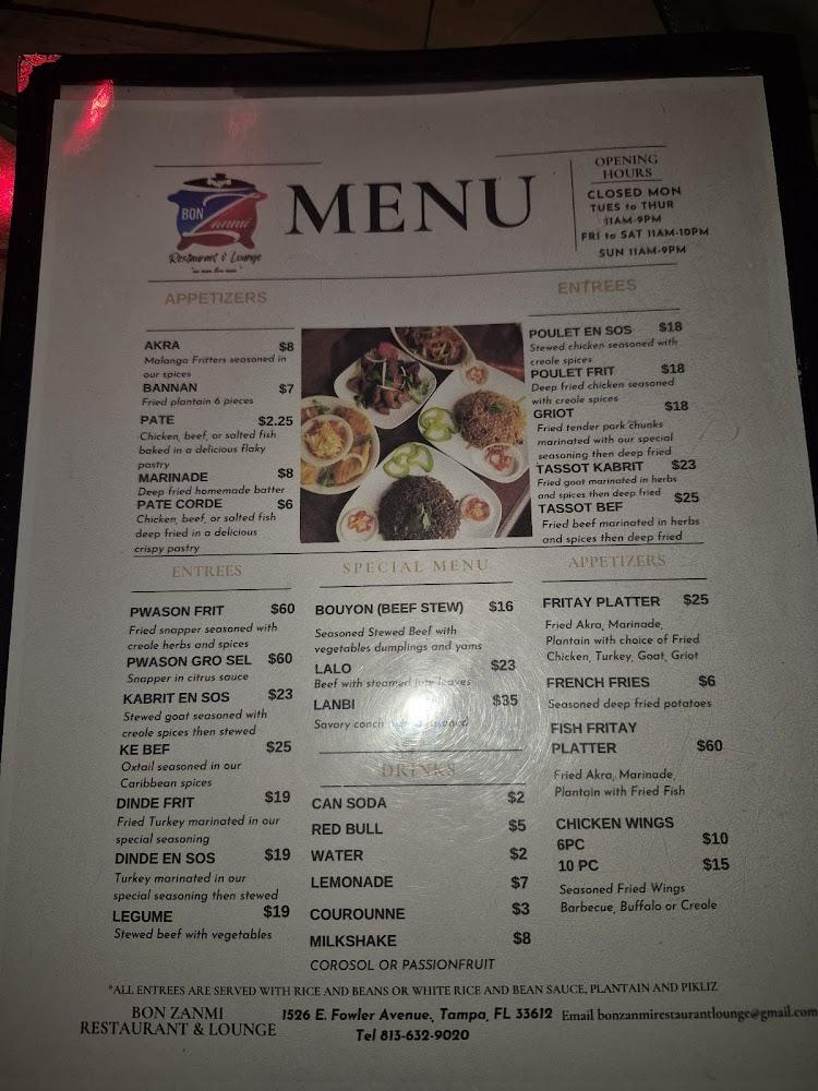 Bon Zanmi Restaurant Menu image 1