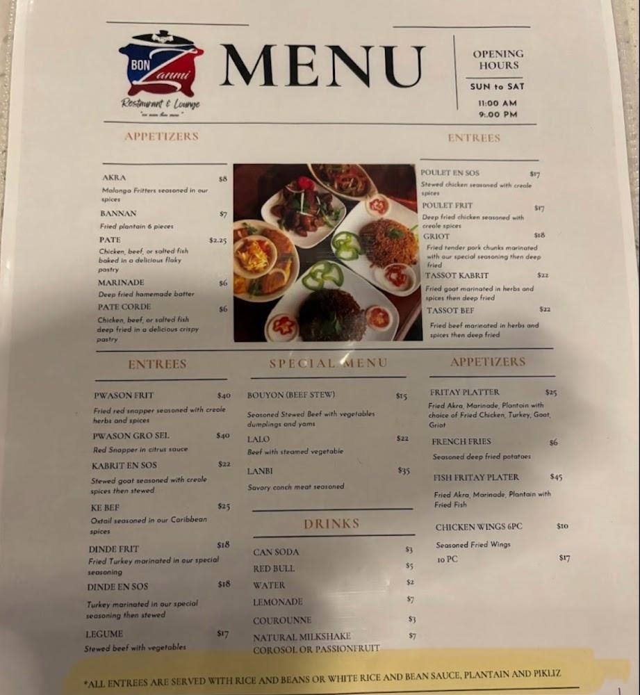 Bon Zanmi Restaurant Menu image 3